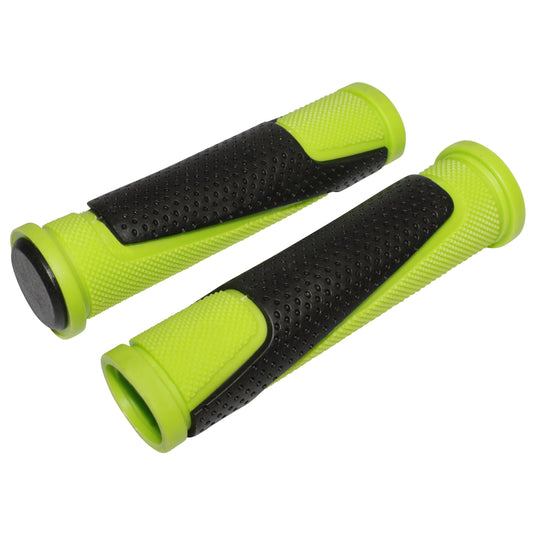 Poignées VTT Newton bi-matière vert noir 130mm