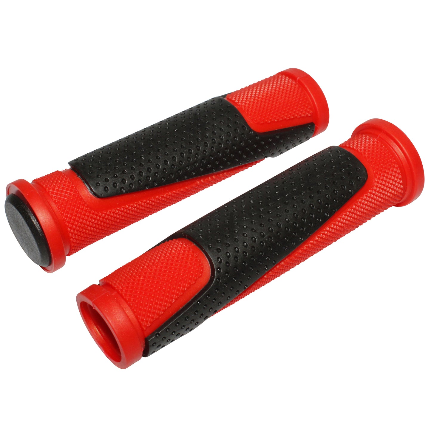 Poignées VTT Newton bi-matière rouge noir 130mm