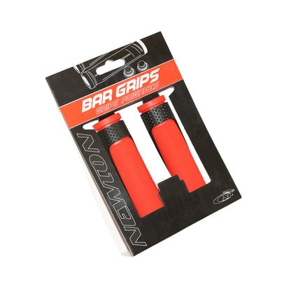 Poignées VTT Newton bi-matière rouge noir 130mm