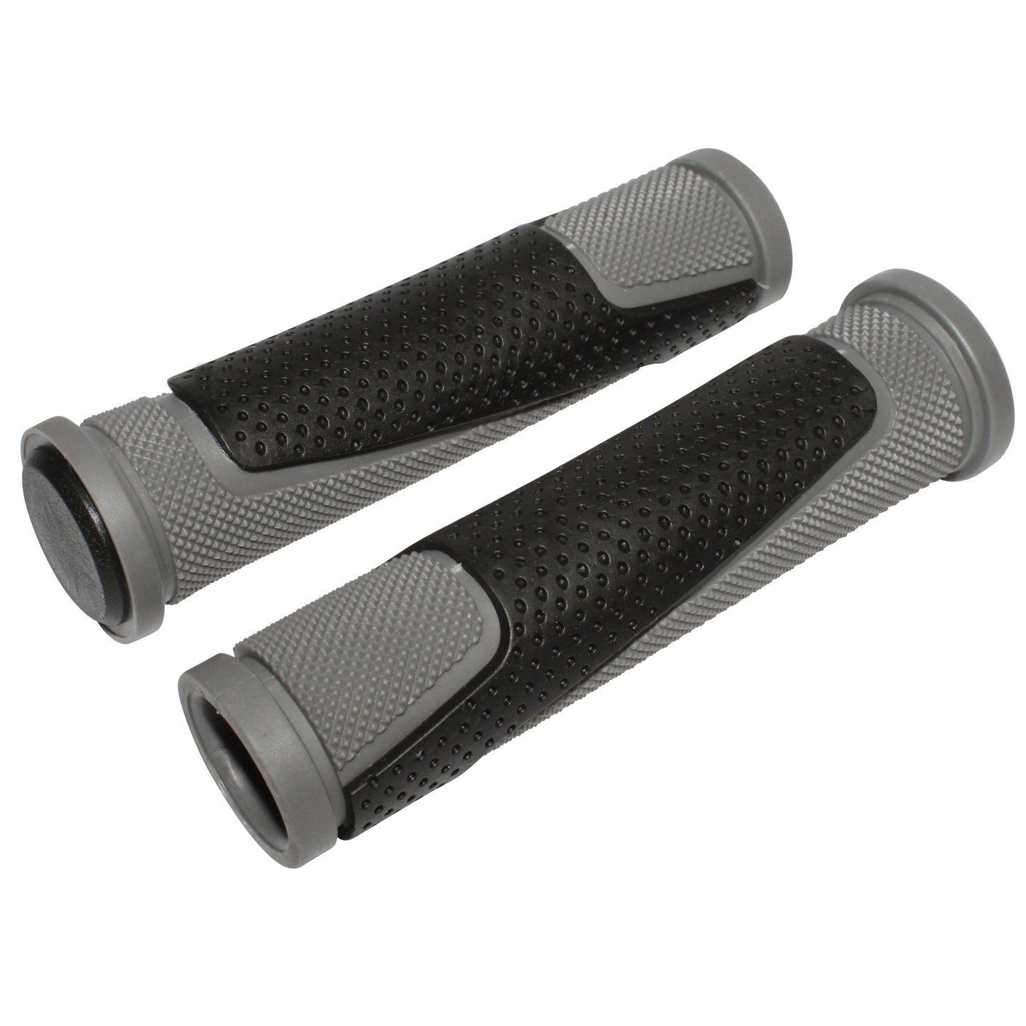 Poignées VTT Newton bi-matière gris noir 130mm