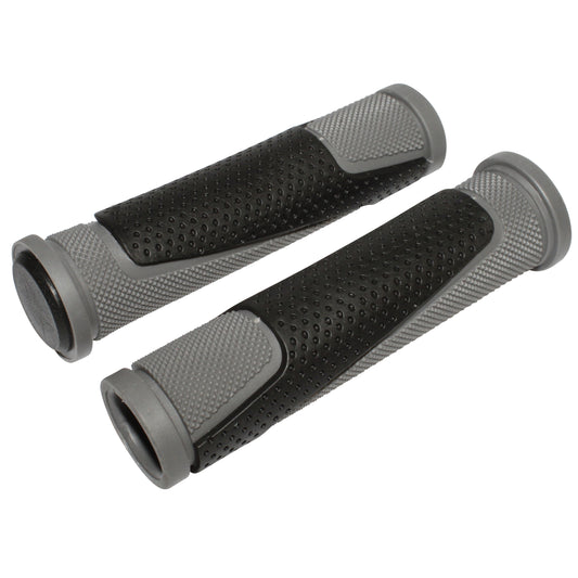 Poignées VTT Newton bi-matière gris noir 130mm