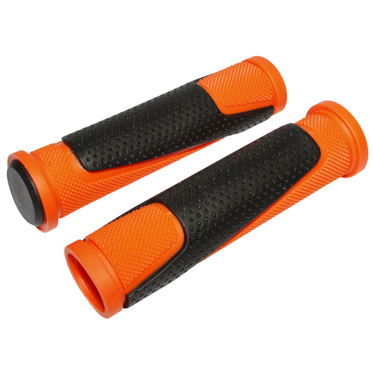 Poignées VTT Newton bi-matière orange noir 130mm