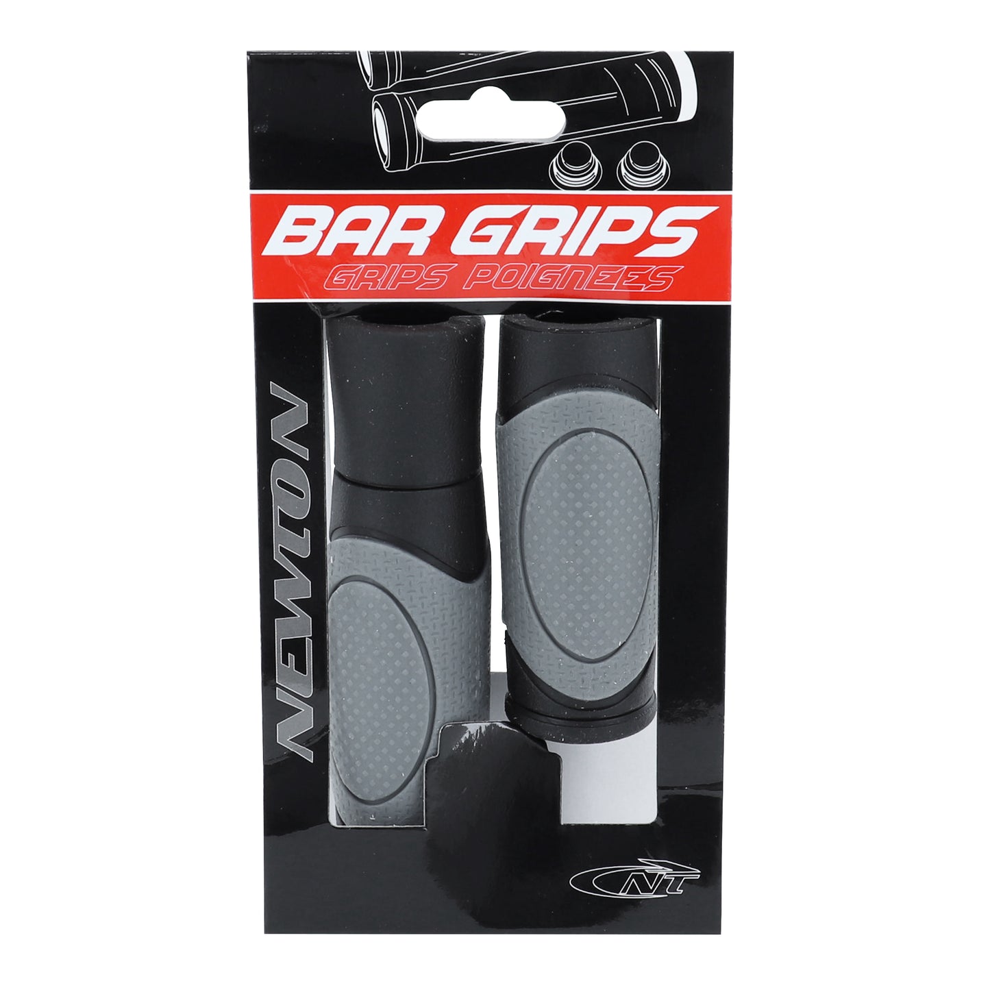 Poignées City VTT Newton bi-matière noir gris 125-90mm