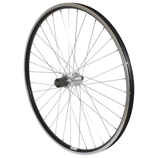 Roue PCP VTT patin blocage 26" arrière noir double paroi moyeu alu