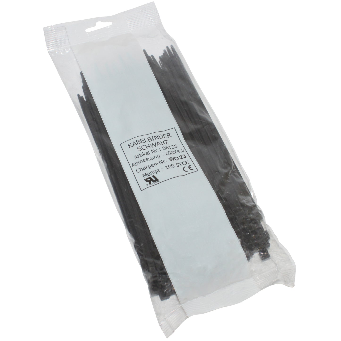 Black Rilsan nylon cable ties 4.6 x 200 mm per 100