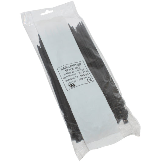 Colliers nylon Rilsan noirs 4.6 x 200 mm par 100