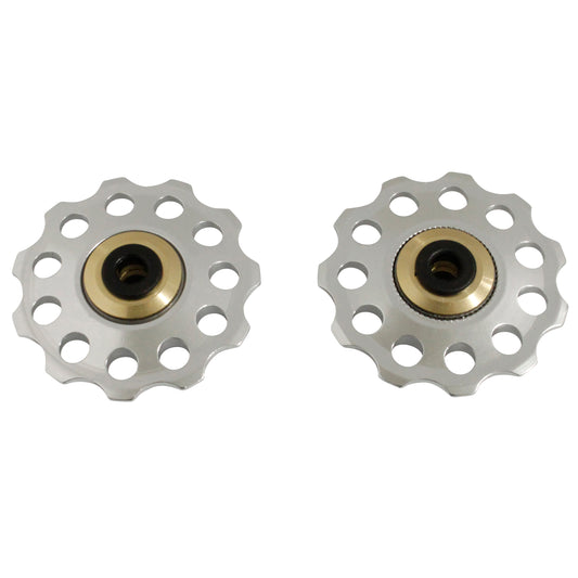 Galet Dérailleur PCP 9-10v. alu argent à roulement 10dts jeu de 2