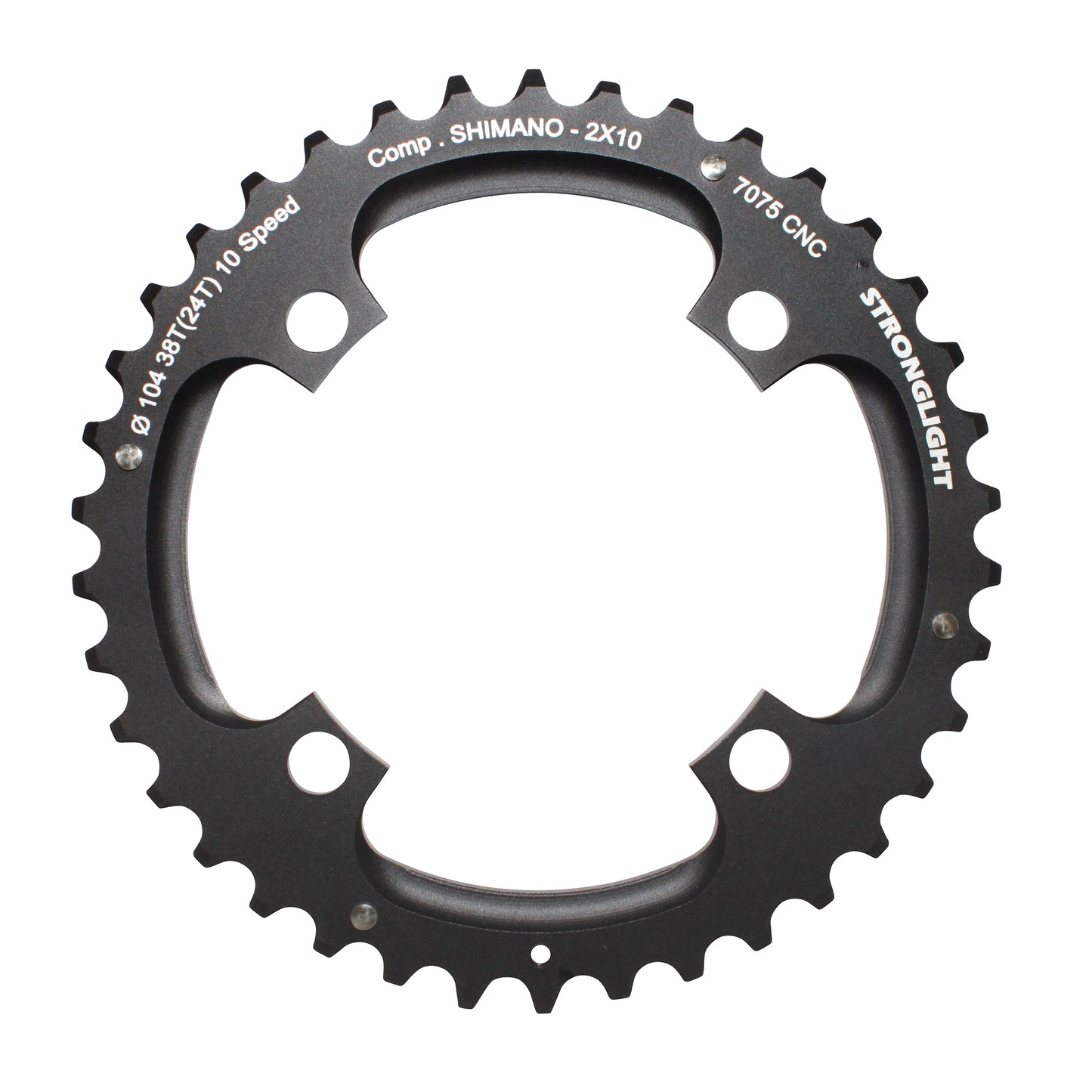Plateau VTT 4 bras Stronglight D104 pour Shimano double 38D 10V