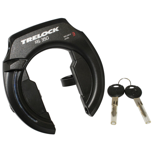 Trelock RS351 black horseshoe bicycle lock with bracket for 60 mm tire clearance
