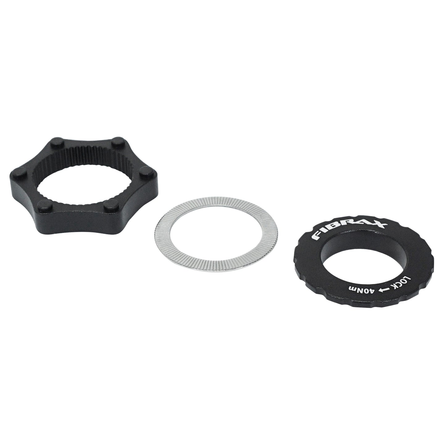 Fibrax Centerlock to 6-bolt disc brake adapter for all 12/15mm axles and standards
