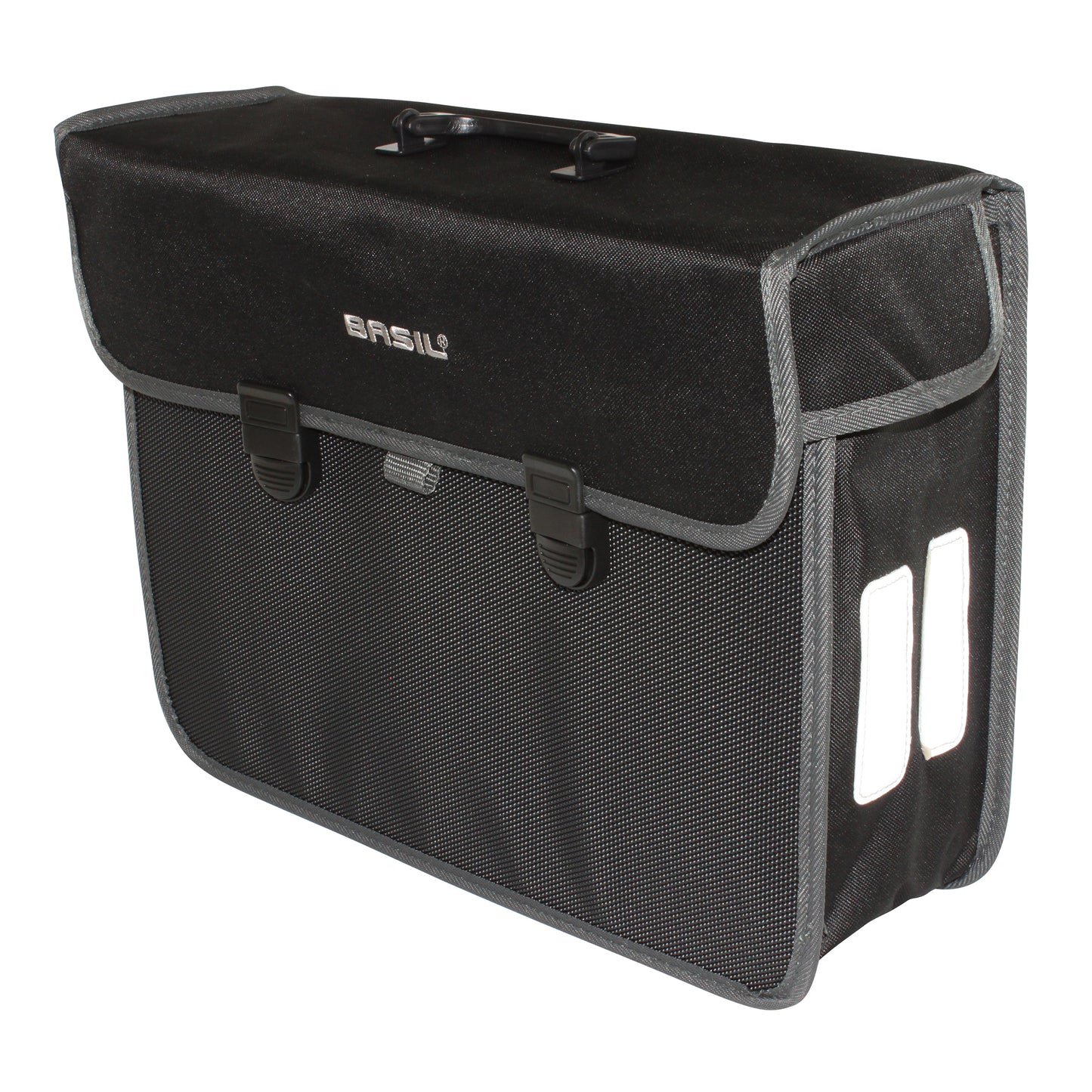Sacoche arrière vélo latérale Basil malaga droit-gauche 17l fixation hook ON sur porte bagage noir 40x16x31cm