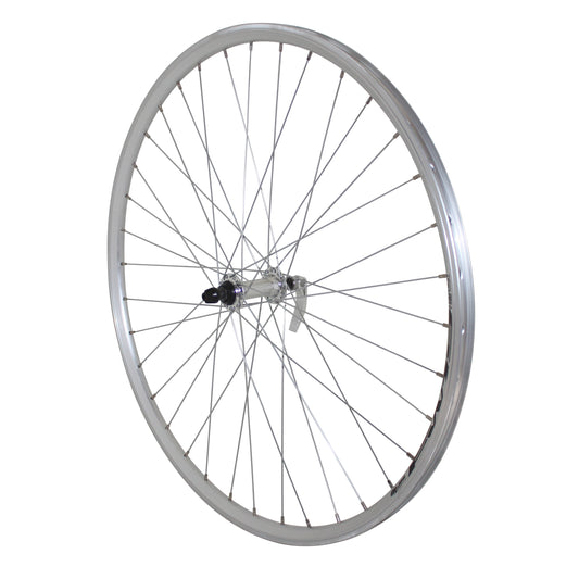 Roue VTC Velox patin blocage 700x35 ER10 argent avant moyeu alu
