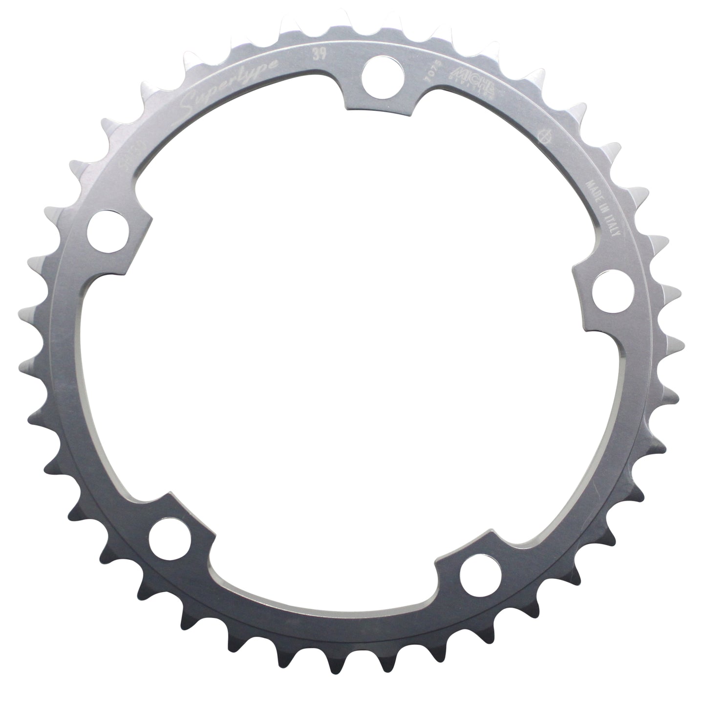 Miche D130 39T 5-arm road chainring, inner, Shimano 9/10-speed, silver