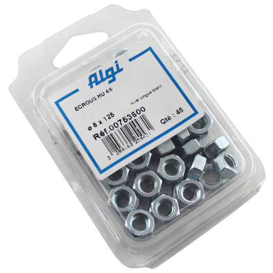 Écrou vélo Algi 6 pans diam 8