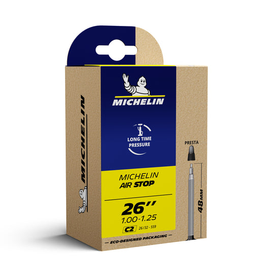 Chambre à air vélo 26 x 1.00-1.25 Michelin c2 valve presta 48mm 135g