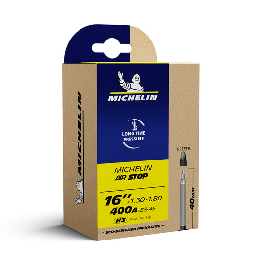 Chambre à air vélo 400a 16 x 1.30-1.80 Michelin h3 valve presta 36mm 85g