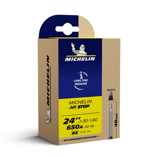 Chambre à air vélo 600a x 33-46 - 24 x 1.30-1.80 Michelin d3 valve presta 40mm 128g (24x1 3-8)