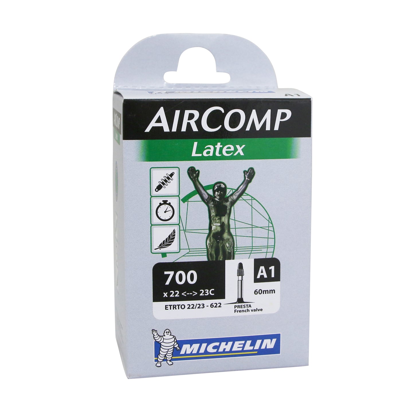 Chambre à air vélo 700 x 22-23 Michelin a1 latex valve presta 60mm 82g