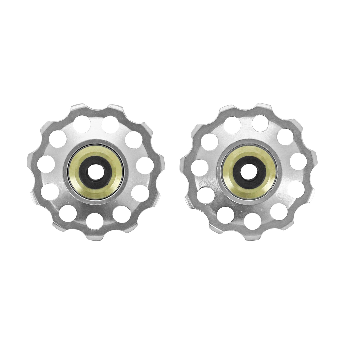 Galet Dérailleur PCP 9-10v. alu argent à roulement 11dts jeu de 2