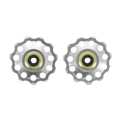 Galet Dérailleur PCP 9-10v. alu argent à roulement 11dts jeu de 2