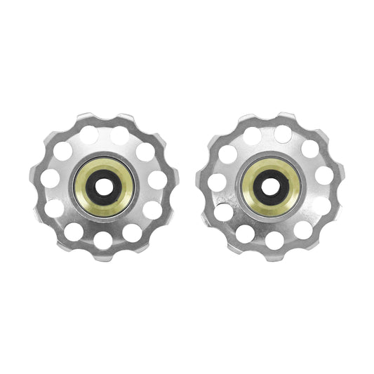 Galet Dérailleur PCP 9-10v. alu argent à roulement 11dts jeu de 2