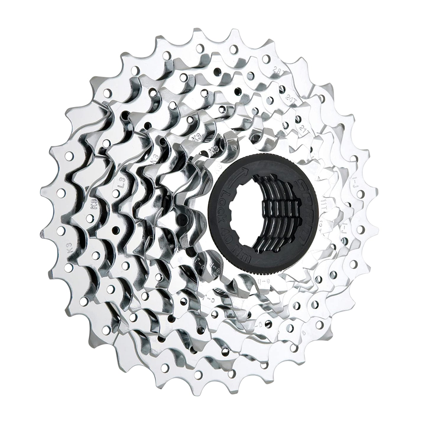 Cassette 8v. Sram pg830 11-28 argent compatible Shimano (11-13-15-17-19-21-24-28)