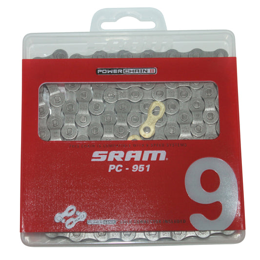 Chaîne vélo 9v. Route-VTT Sram pc-951 noir 114 maillons (1-2"x11-128")